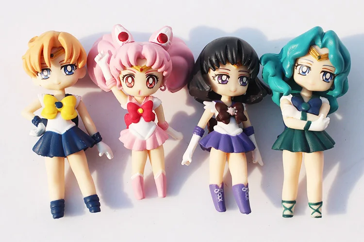 4 шт./компл. аниме Сейлор Мун Tsukino Chibiusa Tenoh Haruka Tomoe Hotaru Kaioh Michiru ПВХ экшн фигурки