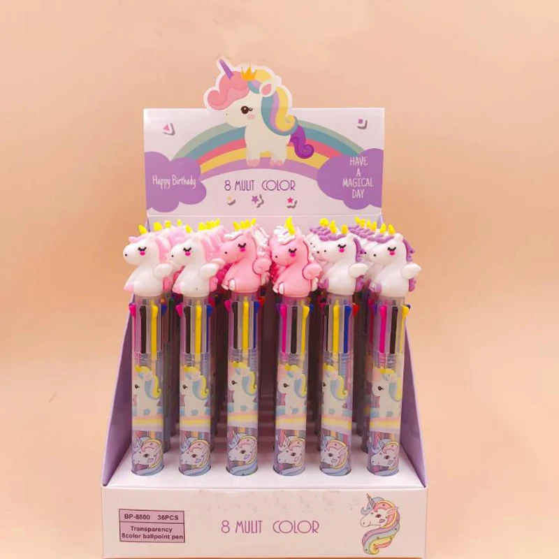 

3 Pcs/set Kawaii Animal Unicorn Silicone 8 Colors Press Ballpoint Pens School Office Supply Gift Stationery Papelaria Escolar