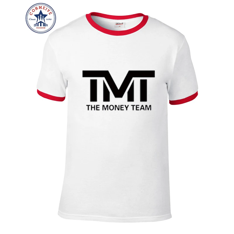 Новая популярная забавная футболка для мужчин TMT The Money Team, Хлопковая мужская футболка с принтом, летние мужские футболки с короткими рукавами, свободные буквы - Цвет: RED2