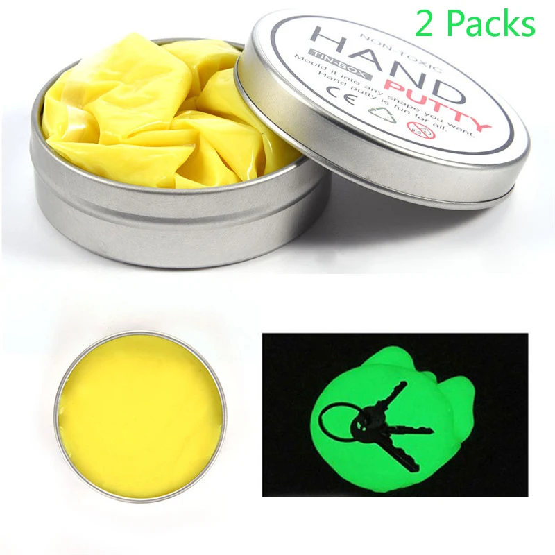 

2pcs Luminous Slime Magnetic Sand Rubber Mud Intelligent Plasticine for Children Hand Putty Toy Yellow