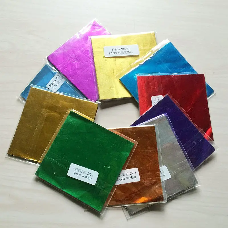 

(600pcs/lot) Chocolate Package Tin Foil Valentine's Day Special Baking Paper 9 Colours Tea Packing Lollipop Wrapping Paper 8*8cm