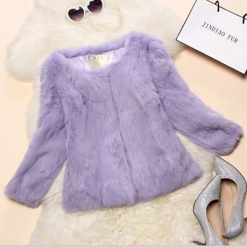 2016 Lady Real Rabbit Fur Jacket Coat Spring Autumn Women Genuine Fur Outerwear Coats Female Clothing