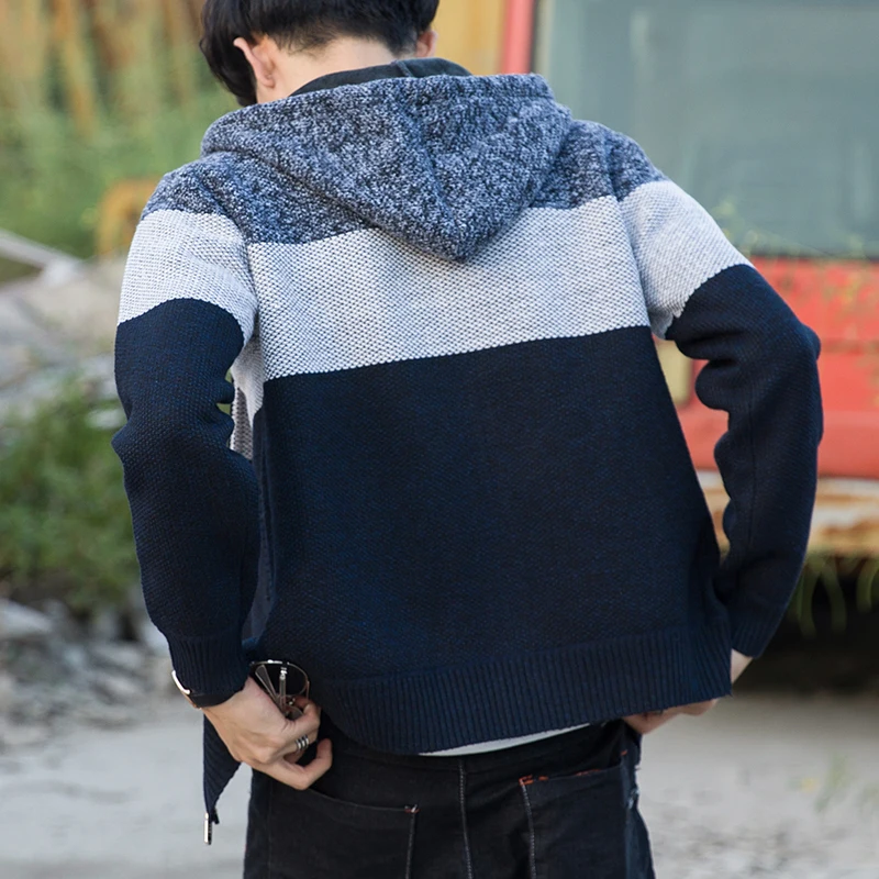 2019 Fall Winter Man Daily Sweater Hooded Thick Velvet Knitted Blend Colors Outwear Men Hoodes Warm Casual Fashion Quality Coats 2019 Fall Winter Man Daily Sweater Hooded Thick Velvet Knitted Blend Colors Outwear Men Hoodes Warm Casual Fashion Quality Coats