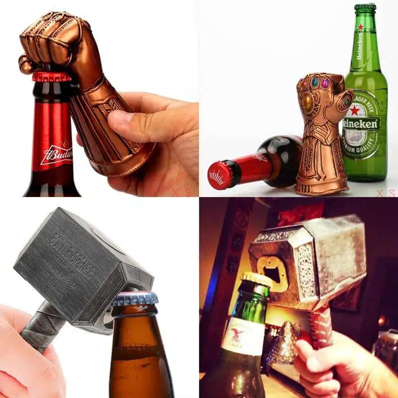 

W12 Silver Beer Bottle Openers Multifunction Hammer Of Thor Shaped Beer Bottle Opener With Long Handle Bottler Opener Beer