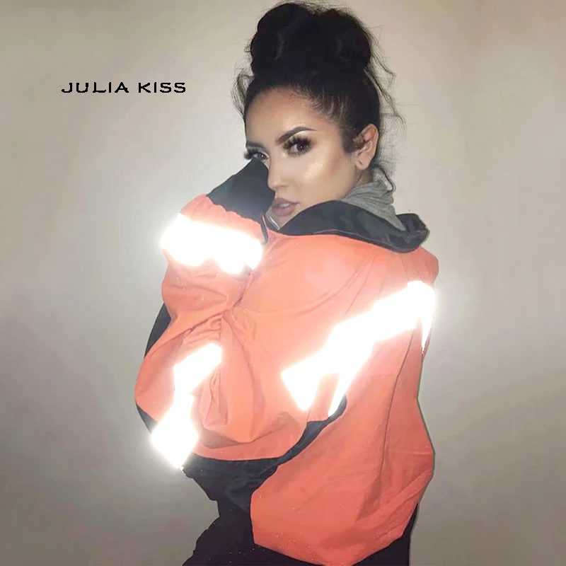 

Women Zip Up Jacket with Reflective tape
