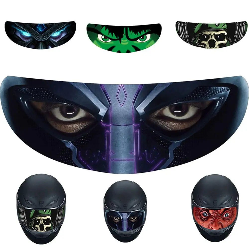 1pc Helmet Decoration Sticker Detachable Motorcycle Racing Helmet Lens Visor Sticker Cool Applique Personality Film Lens Decal 5pcs lot transparent spare welding shield cover lens protector plate for welding helmet mask sticker tool accessories