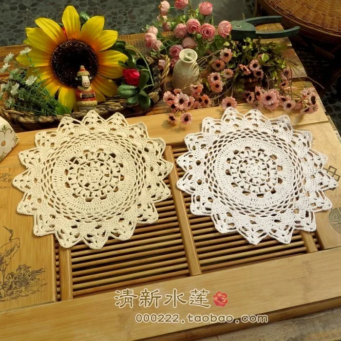 

ZAKKA Handmade 30cm Round flower Lace Doilies Crochet Coaster Table Place mats Crochet cup mat 10pcs/Lot