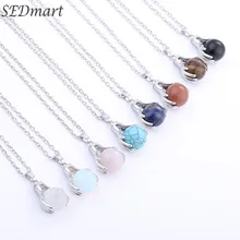 

SEDmart Natural Crystal Palm Pendant Necklace for Woman Girl Energy Stone Choker Fashion Chain Jewelry Party Gift Dropship HOT