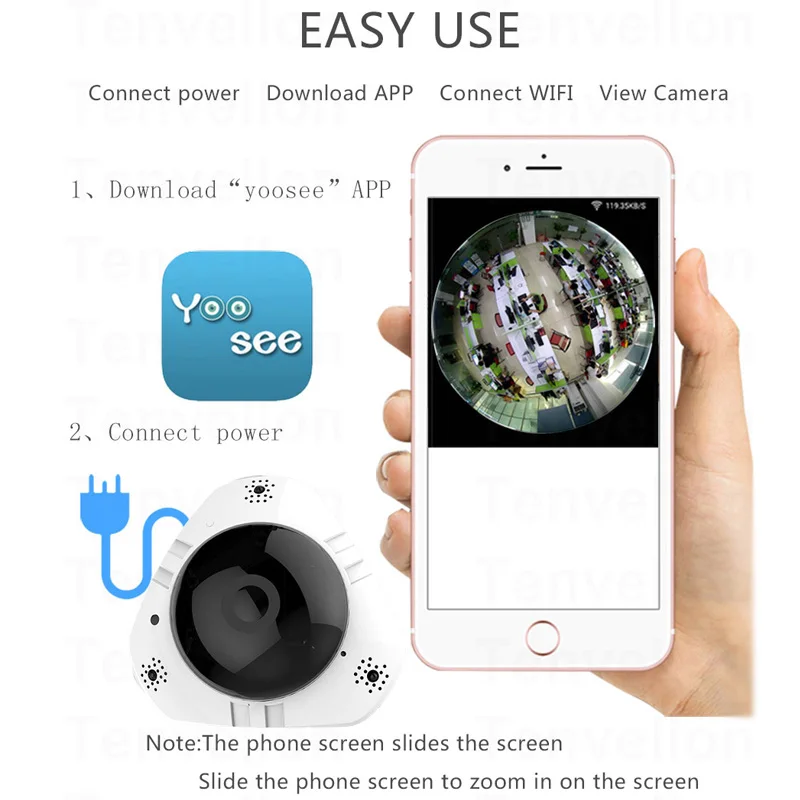 960P WIFI IP Camera 360 Degree Panoramic IP Camera 1.3MP FIsheye Lens Wireless Smart CCTV Camera TF Card IR Baby Monitor Remote