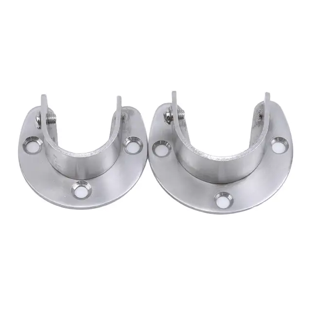 Stainless Steel Curtain Rod Shower Curtain Closet Clothes Rail Closet Rail U Shaped Rod End Supports Closet Pole Sockets Flange