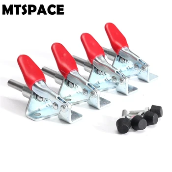 

MTSPACE 4pcs/Set Galvanized Iron Toggle Clamp 99 lbs/45KG GH-301A 301-A Horizontal Hold Quick Hand Tool 16mm Durable Clamp