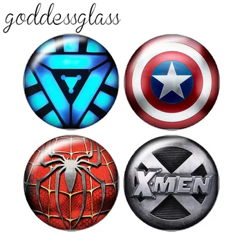 

ironman Captain XMAN spiderman 10pcs 12mm/18mm/20mm/25mm Round photo glass cabochon demo flat back Making findings ZB0418