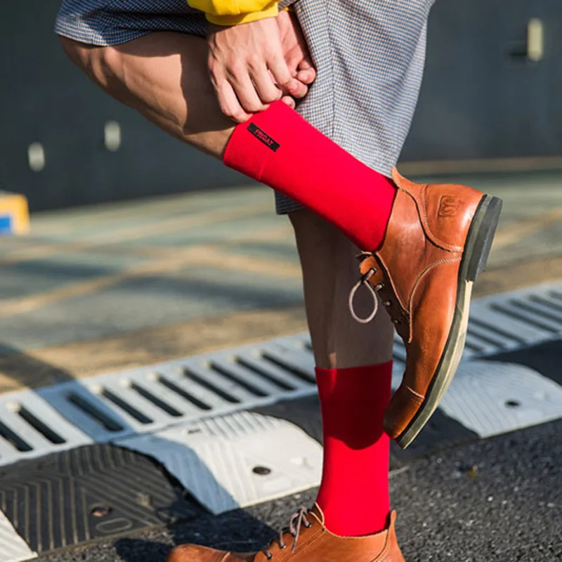 Носки в британском стиле, мужские хлопковые носки в стиле хип-хоп, модные одноцветные Повседневные носки в деловом стиле