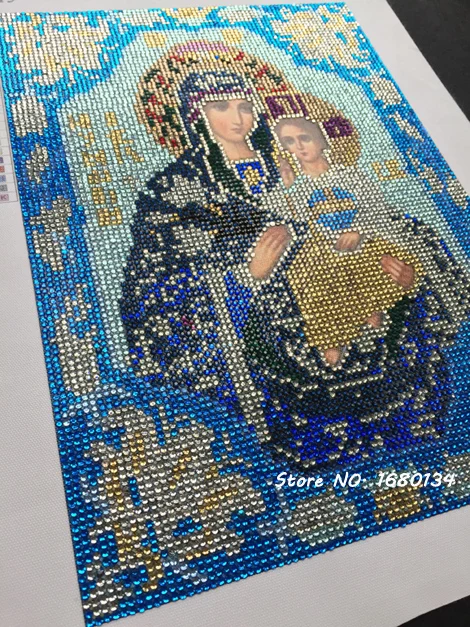 Алмазная вышивка RUBOS Theotokos Iverskaya otodox, икона, религия, Алмазная мозаика, сделай сам, 5D, рукоделие, Хрустальная бусина, дрель, Декор, подарочный набор