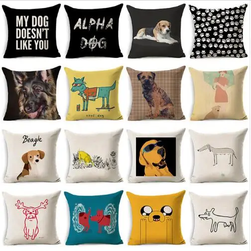 

Cute Dog Footprints Beagles Pillowcase Cotton Linen Cushion Decorative Pillows Use For Home Sofa Car Office Almofadas Cojines