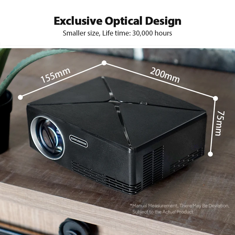 AUN MINI Proyector C80 a resolución de 1280x720 Android WIFI Proyector... portátil LED Beamer HD para cine en casa opcional C80 - 5