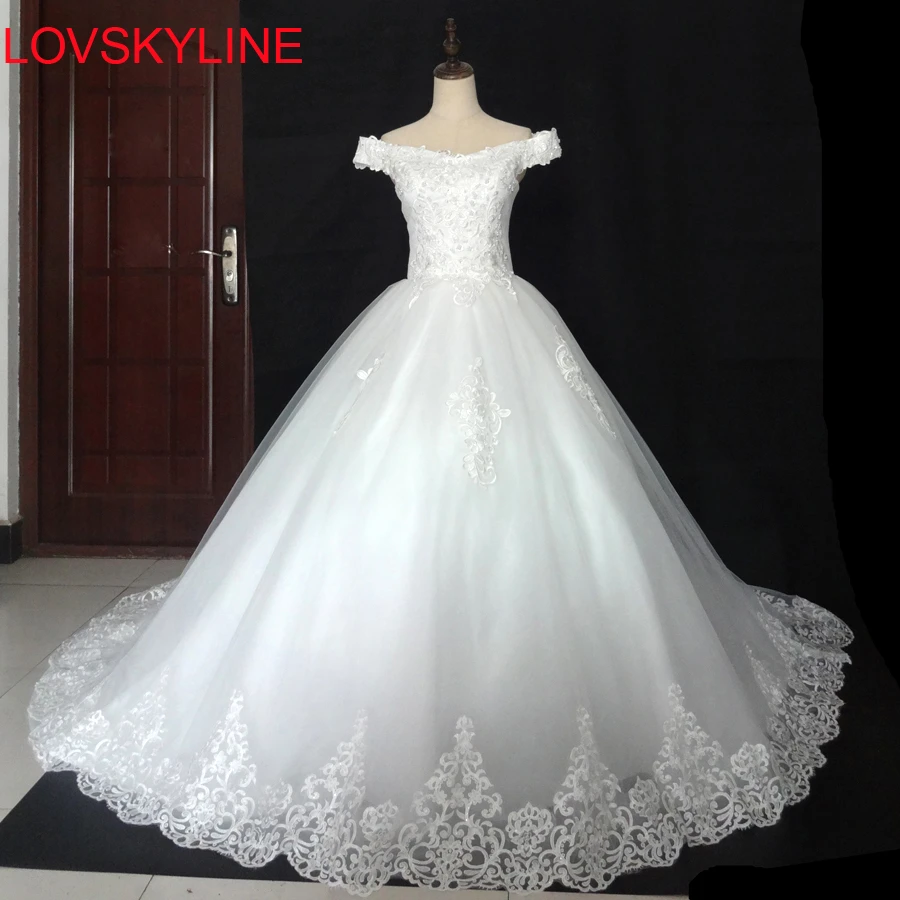 

Real Pictures Ball Gown Bridal Dress Vintage Custom Plus Size Lace Wedding Dress 2018 Princess with Sleeve