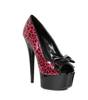 

New leopard pattern platform peep toe high heel pumps for women Ladies butterflyknot open toe high heel shoes High heels
