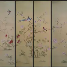 Персонализированное украшение расписанный вручную шелковый обои живопись цветы с птицами ручная роспись обои много искусства/подложки опционально