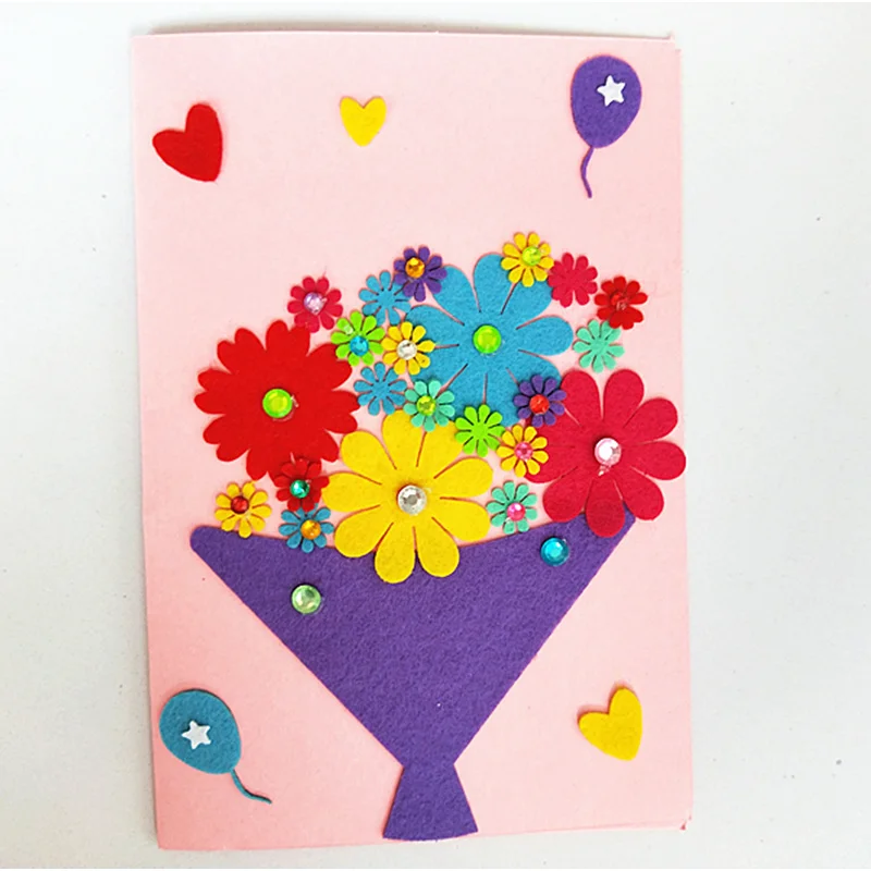 Happyxuan 5 шт DIY открытки ручной работы наборы открыток конверт детские нетканые чувствовал текстильная игрушка дошкольного обучающие