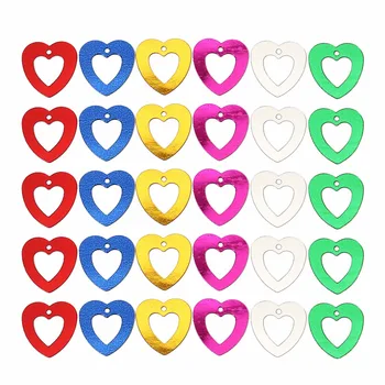 

LOULEUR Mixed Colors Hollow Love Heart Plastic Pendant Sequin Flake Wedding Party Decoration Handmade DIY Jewelry