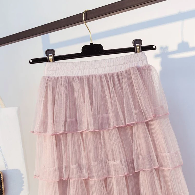MisShow один размер однотонная пачка с высокой талией юбка Женская мода женская плиссированная юбка тюль юбки школьная юбка Jupe Тюль Femme