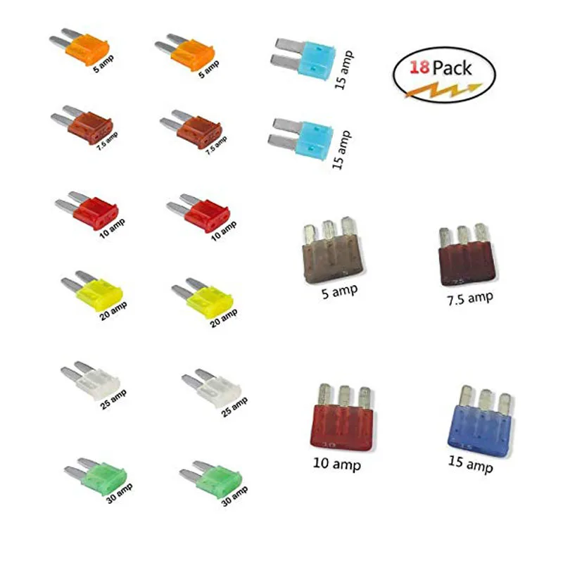 

Auto Car Micro II 2 Blade and Micro II 3 Fuse 5A 7.5A 10A 15A 20A 25A 30A Assortment ATO ATC Fit for F150 Jeep