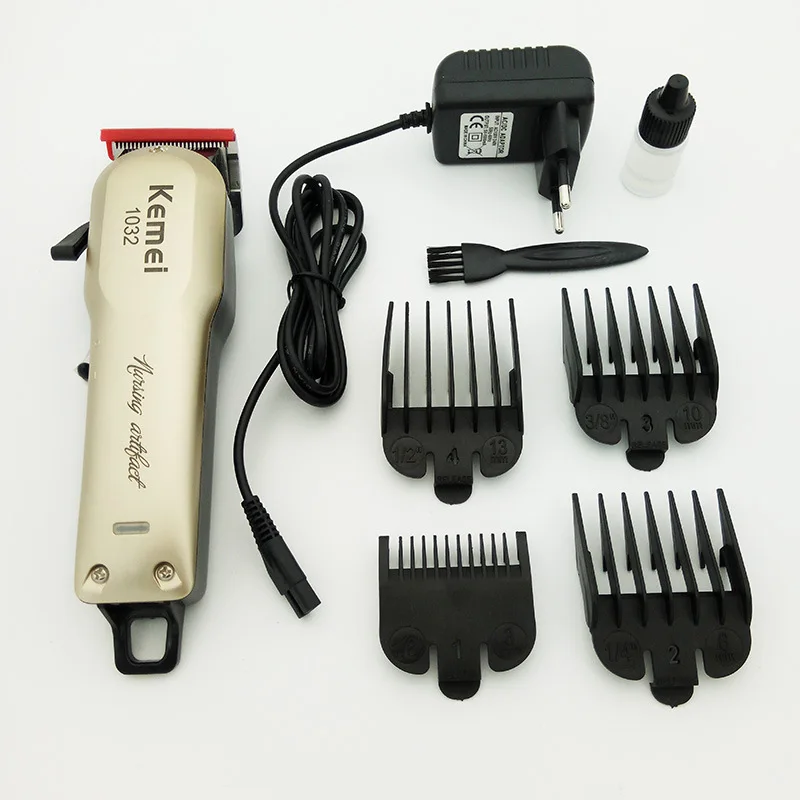 Kemei, мощный триммер для бороды, профессиональная электрическая машинка для стрижки волос, Беспроводная Машинка для стрижки волос с гребнями, Парикмахерская KM-1032