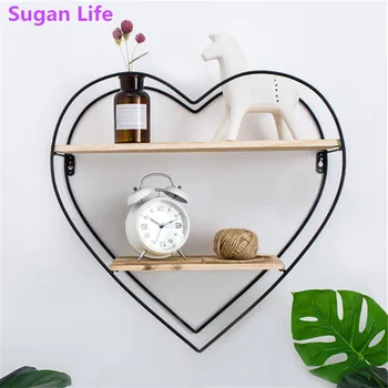 

Sugan Life Love Heart Shaped Iron Storage Rack Wall Hanging Photos Postcard Metal Grids Storage Holder Free shipping