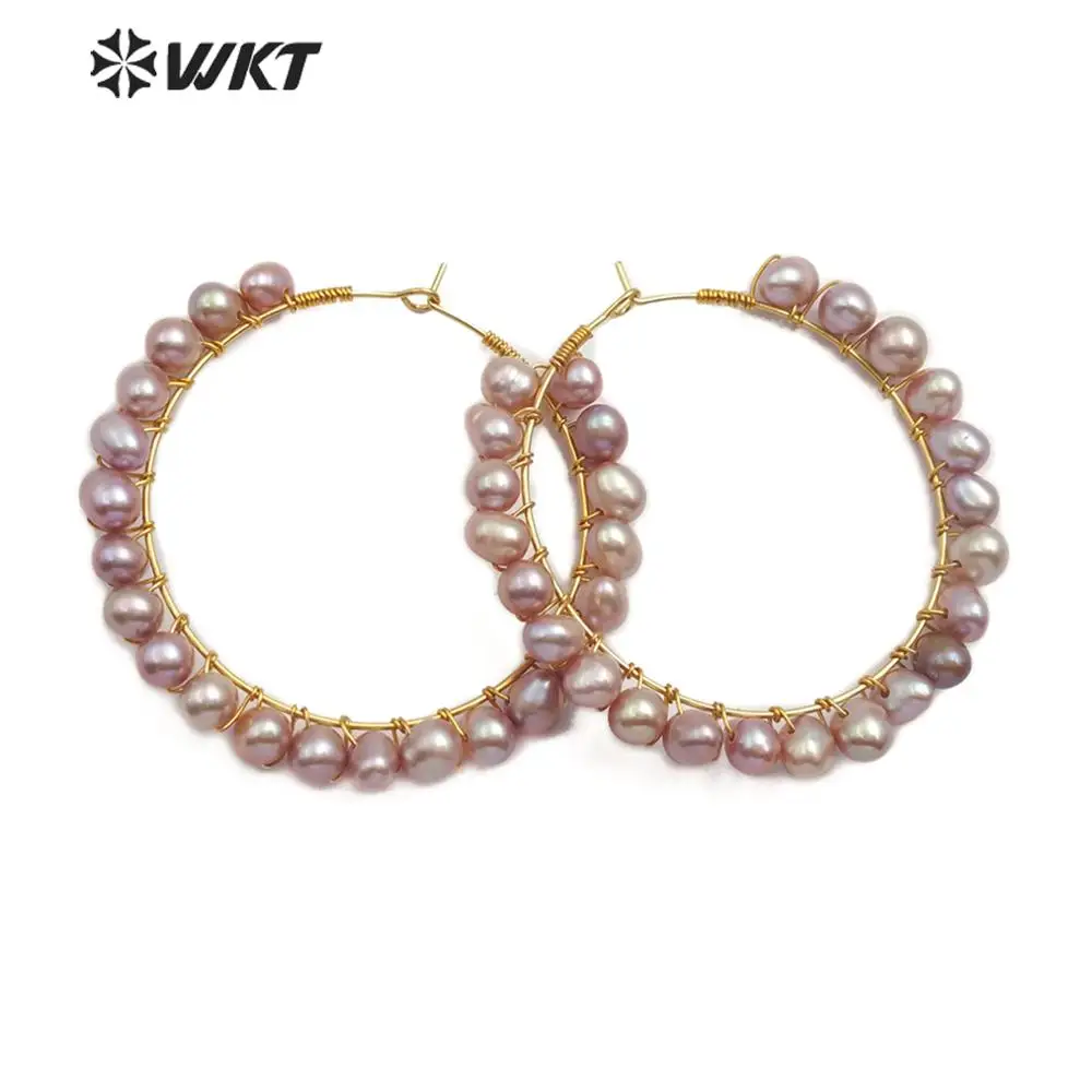 

WT-E547 WKT Natural Pearl Trendy Style Handmade Drop Earrings Made Up Of Multiple Pearl Elegant Women Earring
