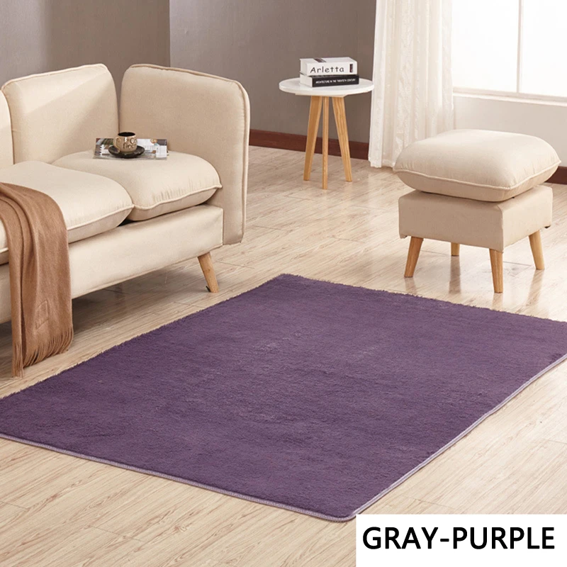 

EHOMEBUY New 2018 Rugs Gray Purple Solid Color Living Room Anti Slip Door Mats Floor Carpets For Bedroom Rectangle 14 Sizes Rugs