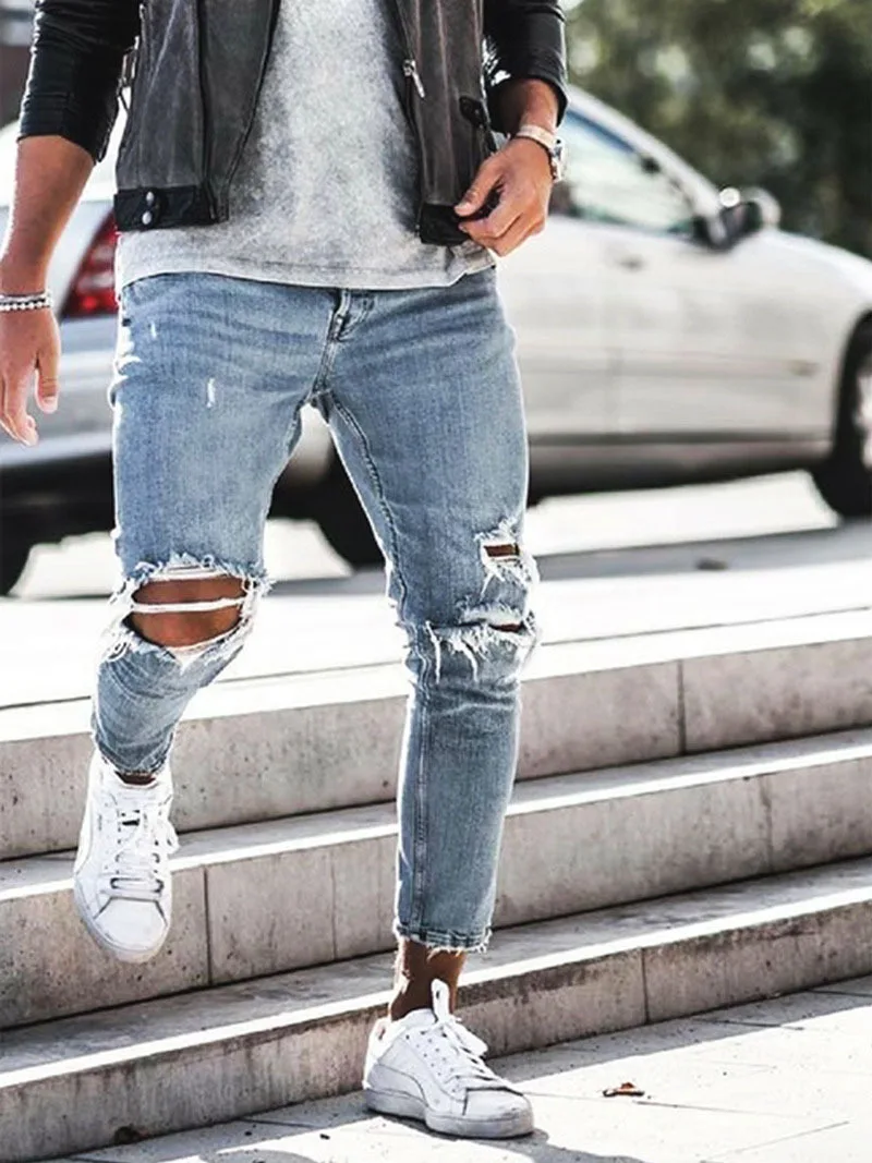 Yuanlsh Ripped Skinny Jeans For Men Slim Jeans Pants Light Blue Jeans Destroyed 19 Fashion Distressed Hole Slim Pants Slim Fit Jeans Aliexpress Yuanlsh Ripped Skinny Jeans For Men Slim Jeans Pants Light Blue Jeans Destroyed 19 Fashion Distressed Hole Slim Pants Slim Fit Jeans Aliexpress