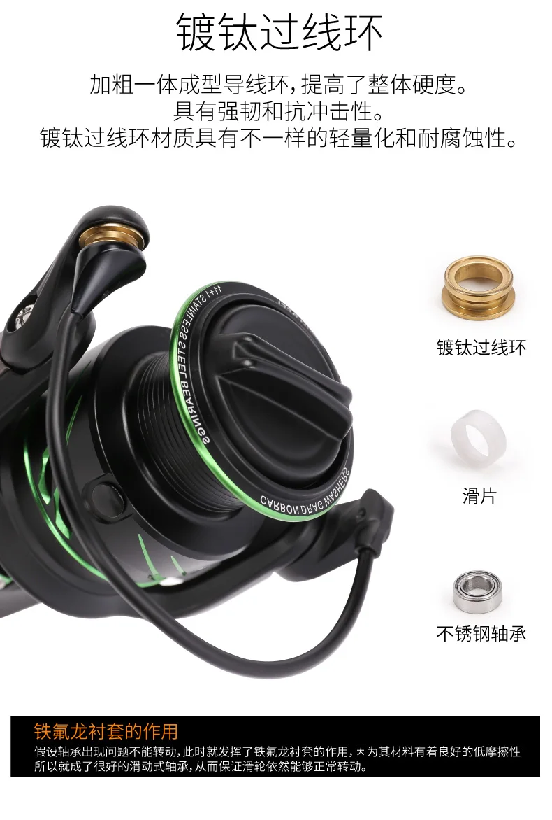 Carretel de Pesca Relação de Velocidade à Prova Força de Arrasto 11 + 1bb Tsurinoya Fiying Tubarão Água 6.2: 1 2000 - 3000 Modelo 8 kg Saltwater Spinning Reel d' 31 TSURINOYA FIYING 11 + 1BB TUBARÃO Carretel