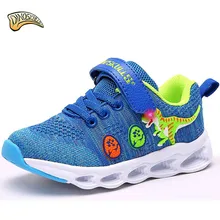 Dinoskulls Kids Light Up Shoes LED Mesh Baby Boy Sneakers 3D Dinosaur Children's Tenis Trainers 2019 Summer Toddler Sneakers