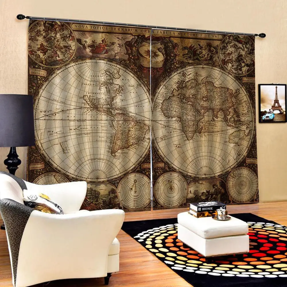 

map curtains 3D Blackout Window Curtains For Living Room office Bedroom Drapes Cortinas Blackout curtain