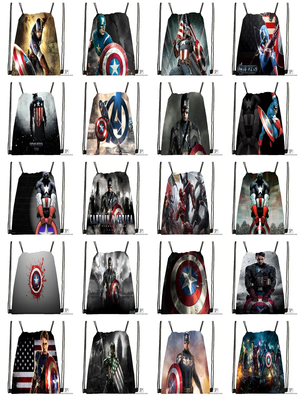 Custom captain america Avenger походная сумка на шнурке для мужчины женщины милый Daypack дети ранец(черный Назад) 31x40 см#180531-01-06