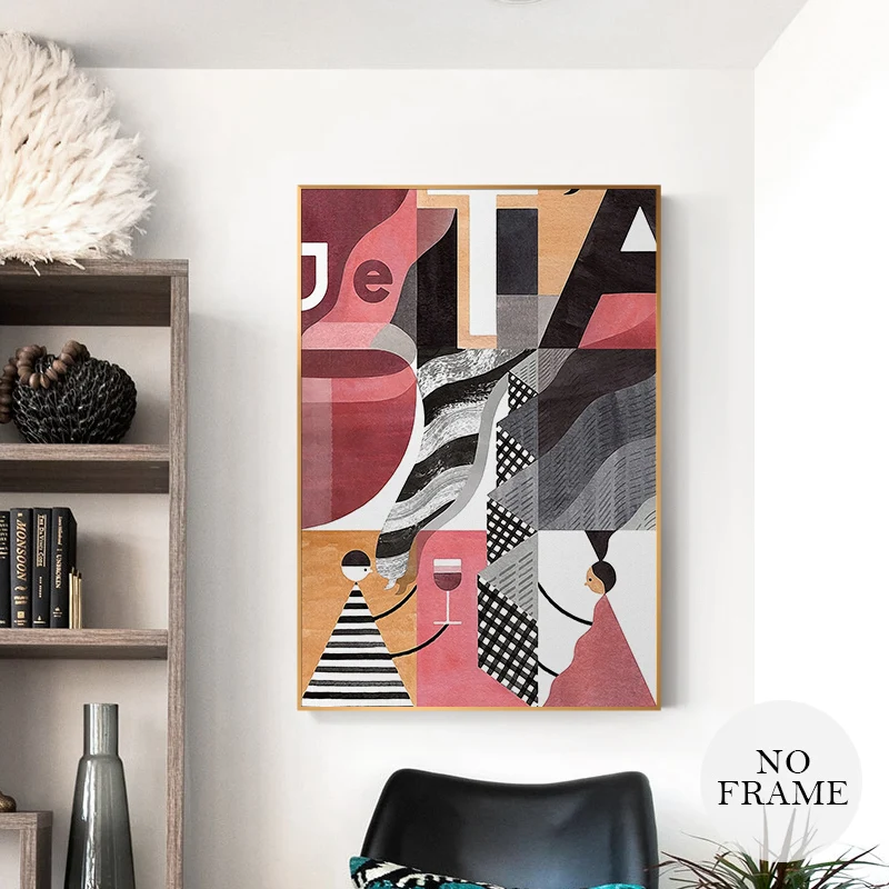 

Abstract Fantanstic World Canvas Painting Poster And Print Pink Wall Art Pictures For Living Room Aisle Studio Home Decoration