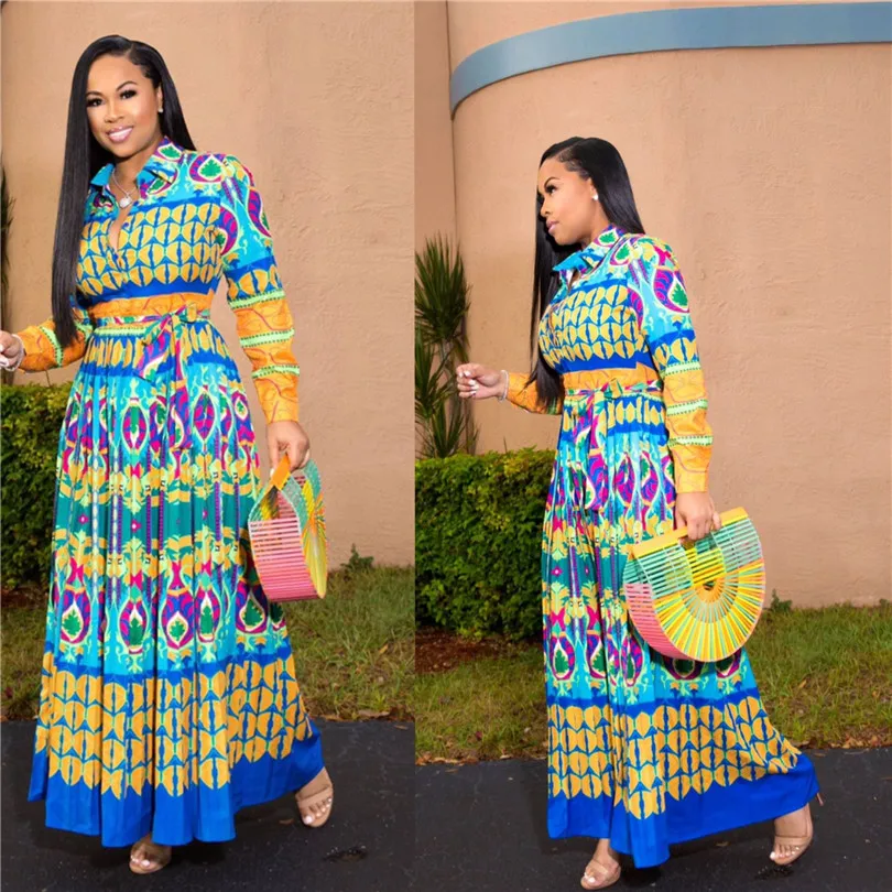 Африканские платья для женщин халат Африканский африканская одежда Дашики модный принт ткань Длинное Макси платье африканская одежда