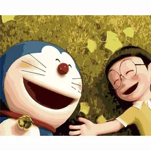 Анимация Doraemon A Dream Bear and Ding Dang cats DIY картина по номерам ручная роспись маслом для настенного искусства