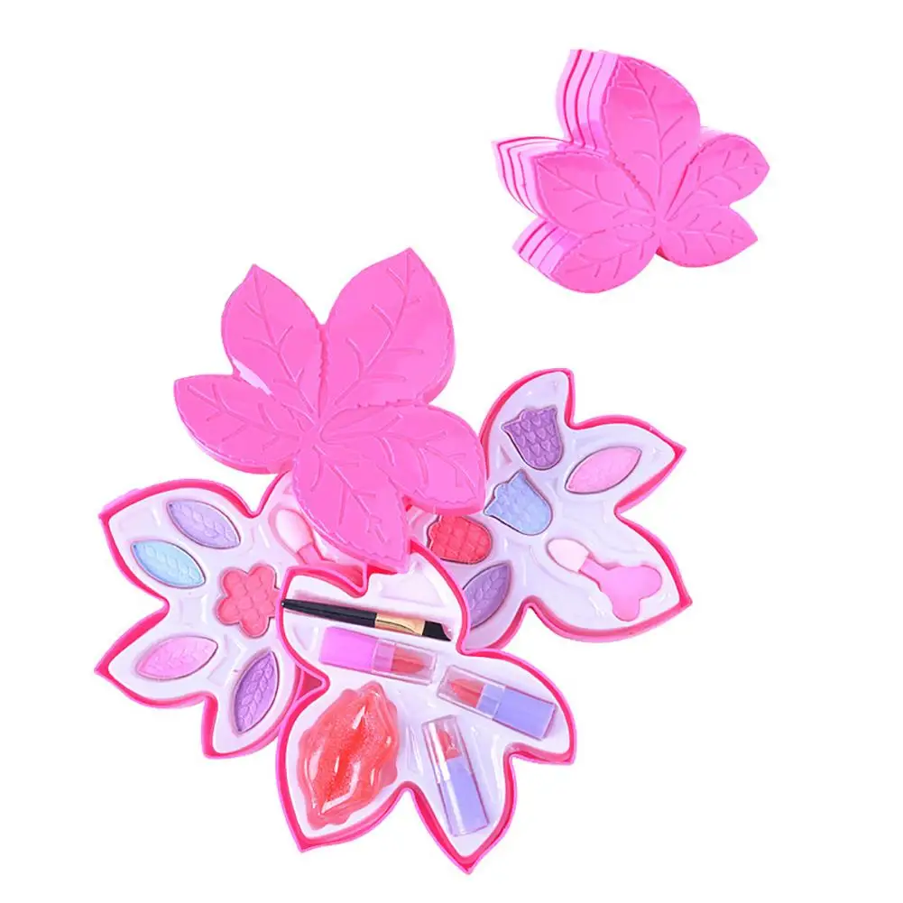 

Multi-layer Leaf Shape Girl Makeup Toy Cosmetic Palette Pretend Role Play Simulation Lipstick And Eye Shadow For Kids girls toys
