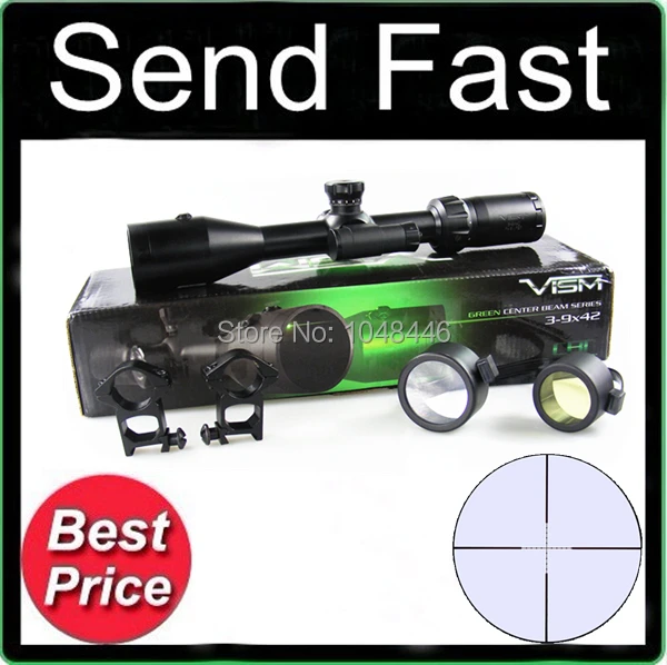 Best price at $107 Cheap VISM 3-9x42 Center Beam/P4 Sniper Reticle/Green Laser Scope