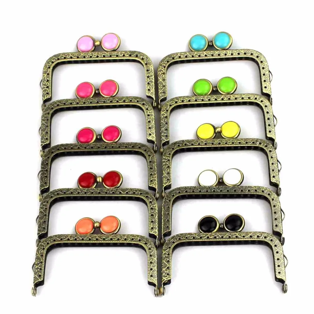 20 pcs/lot 8.5 cm square antique bronze flat bead metal purse frame