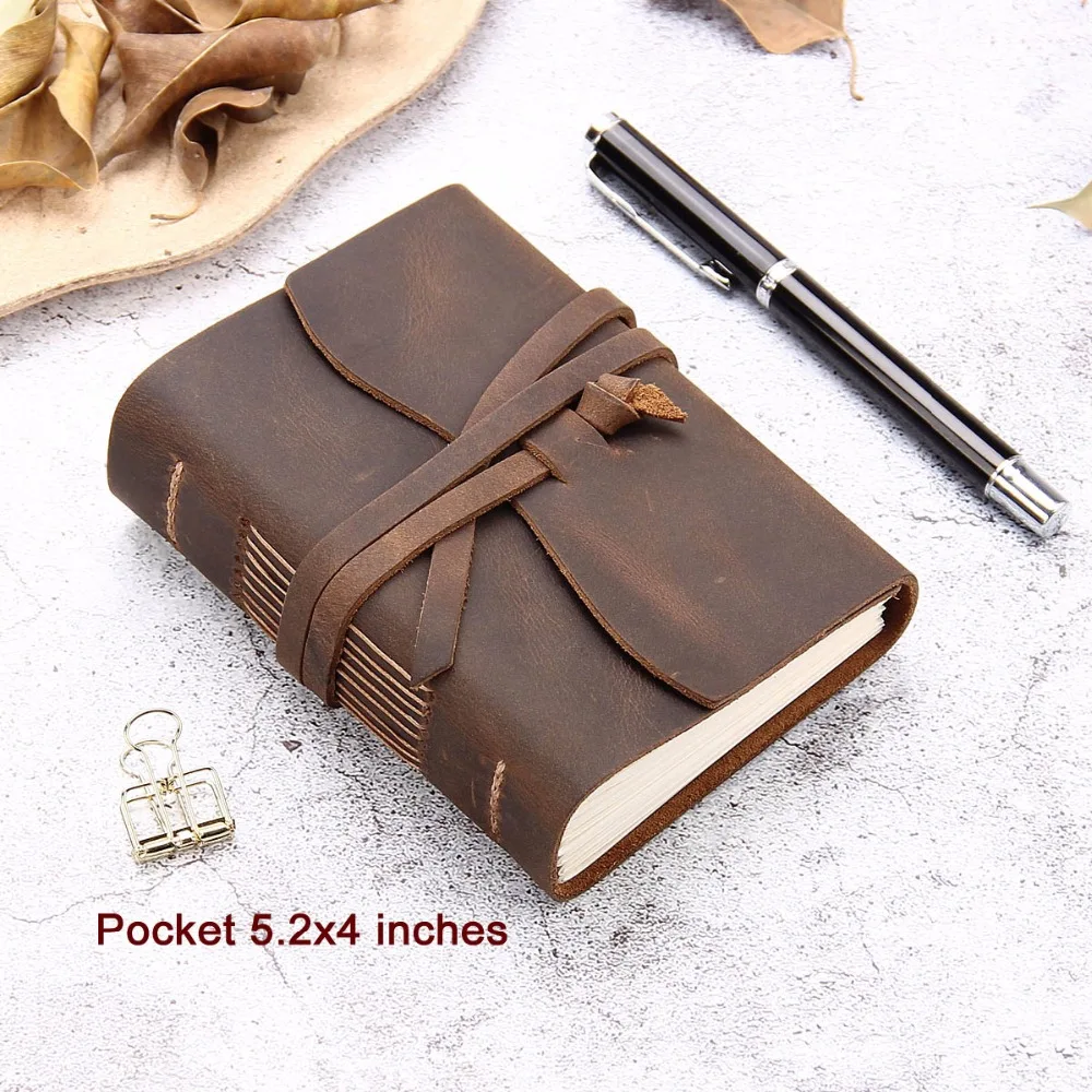 Leather Journal Travel Notebook, Handmade Vintage Leather Bound Writing Notebook for Men & Women, Unlined Travel Journal to Writ Leather Journal Travel Notebook, Handmade Vintage Leather Bound Writing Notebook for Men & Women, Unlined Travel Journal to Writ