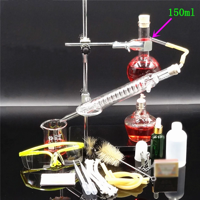 

Small Size 150ml Glass Essential Oil Steam Distilling Lab Apparatus Hydrosol Distillation Chemistry teaching equipment