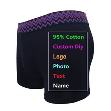 Индивидуальный заказ Премиум хлопок для мужчин Боксер нижнее бельё для девочек Diy печати плюс размеры Мужские трусы Homme пикантные Calzoncillo Hombre Bielizna