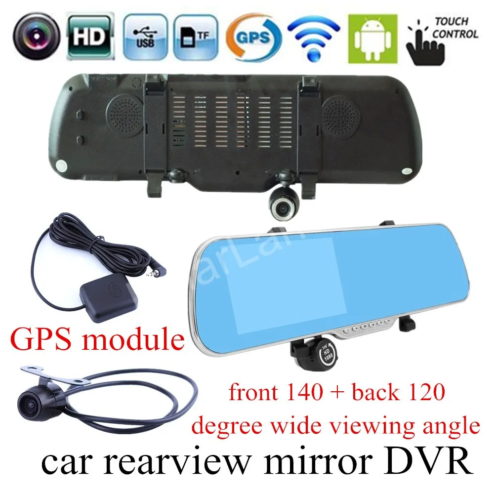 

for android WIFI GPS navigation 5 inch for Android Rearview mirror Car DVR Mirror Dash Cam Dual Lens Camera touch screen