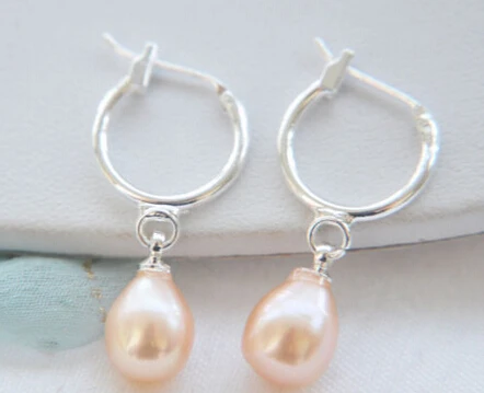 

free shipping 00035 PINK RICE FRESHWATER PEARL DANGLE EARRING