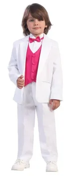 

New Arrival White Kids Tuxedos Handsome Primary Scholar Business Suits Boy Prom Suits (Jacket+Pants+Vest+Tie) K:681