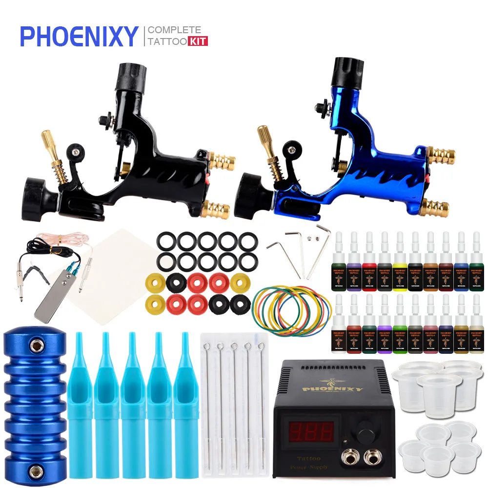 

Completed Tattoo Kit Set 2 Rotary Tattoo Machine Gun Power Supply 2 Guns Immortal Color Inks Tattoo Supplies Tattoo Machine Kits