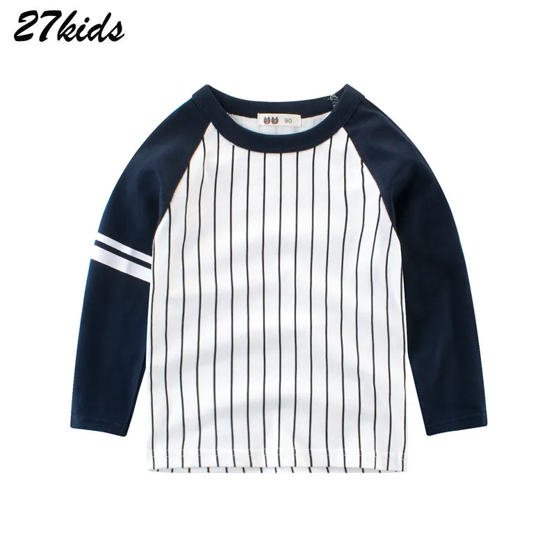 

27Kids Autumn Boys Stripe Long Sleeve Cotton T Shirts Boys Clothes High Quality Children Printed Tees Kids T Shirts Boy Tops